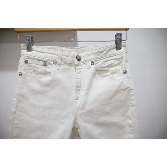 R13 Womens Size 25 Kick Crop Jeans Distressed Garret White Italy Denim Luxury - Picture 2 of 14